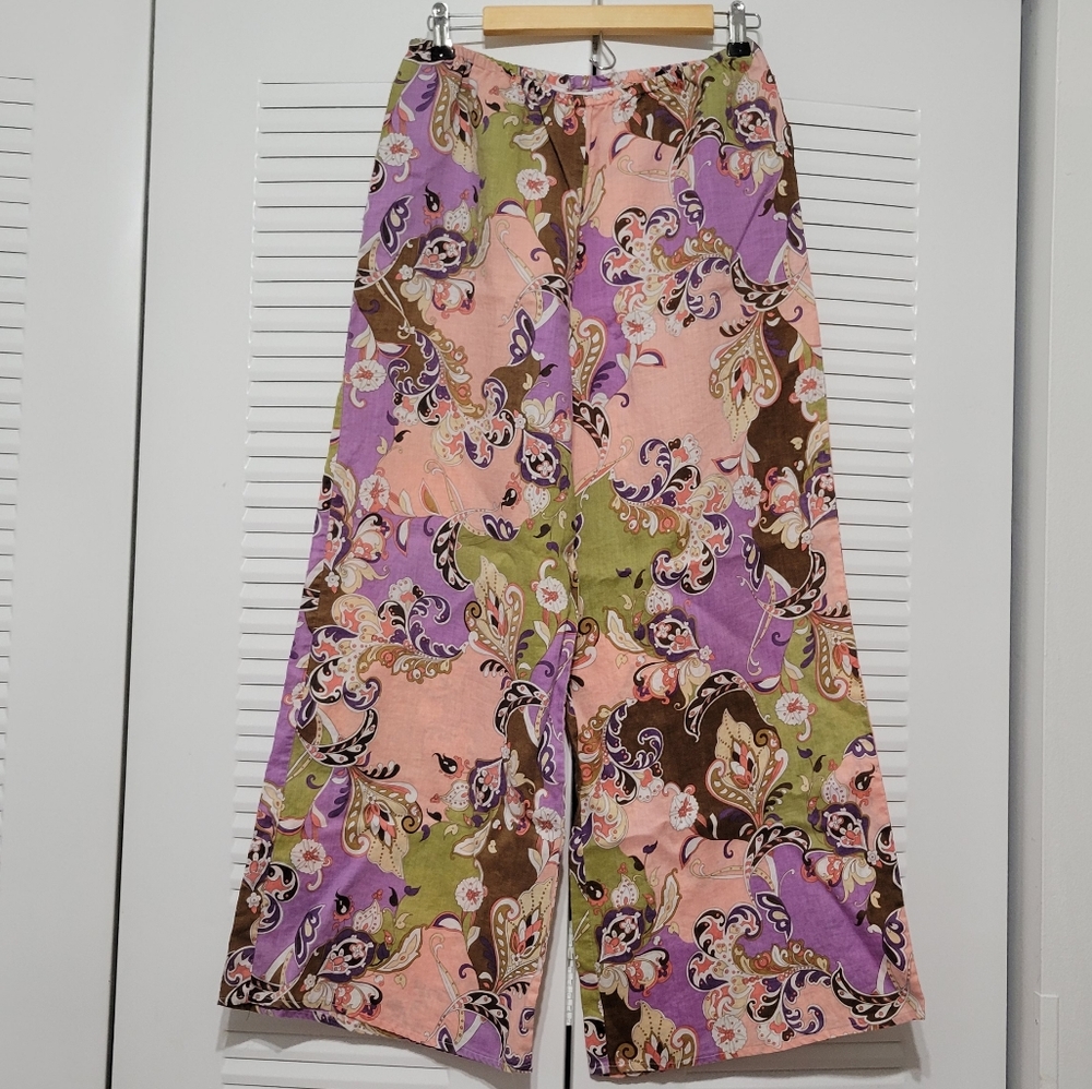 100% linen wide leg pants